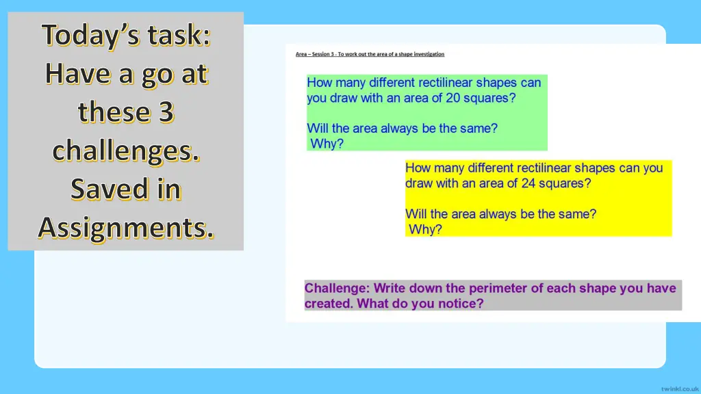 today s task have a go at these 3 challenges