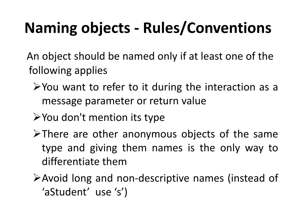 naming objects rules conventions