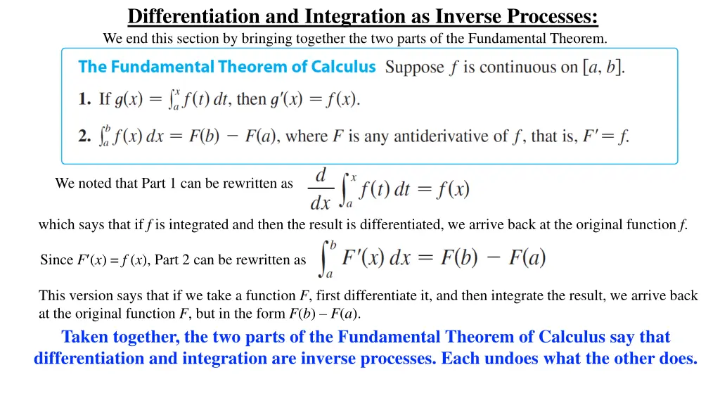 differentiation and integration as inverse