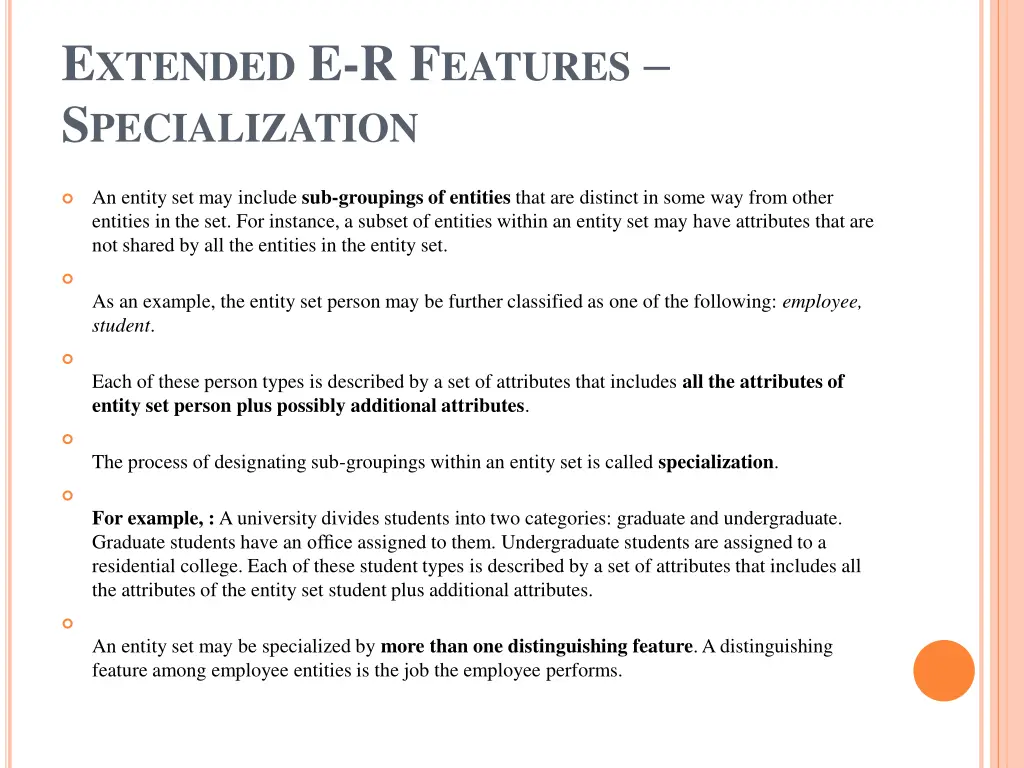 e xtended e r f eatures s pecialization