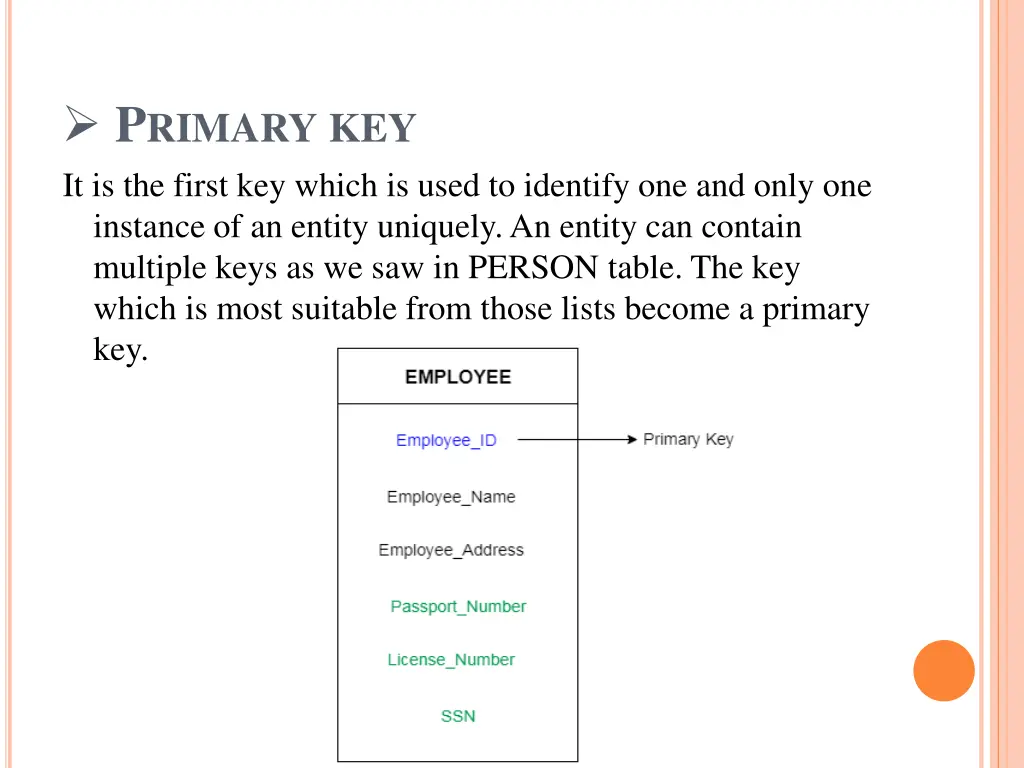 p rimary key it is the first key which is used