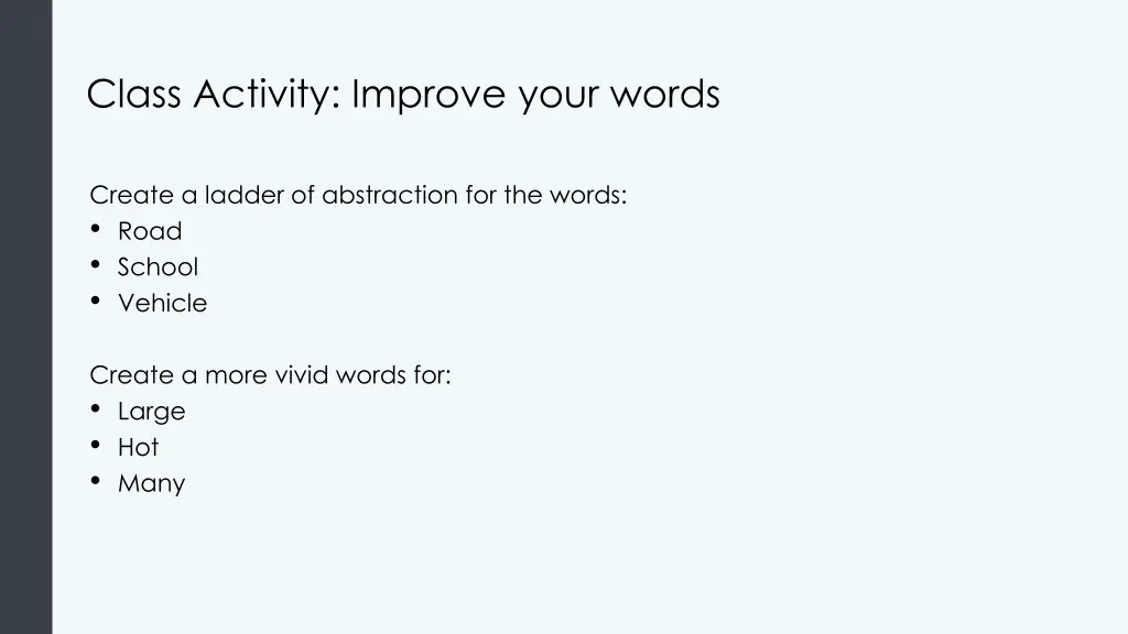 class activity improve your words