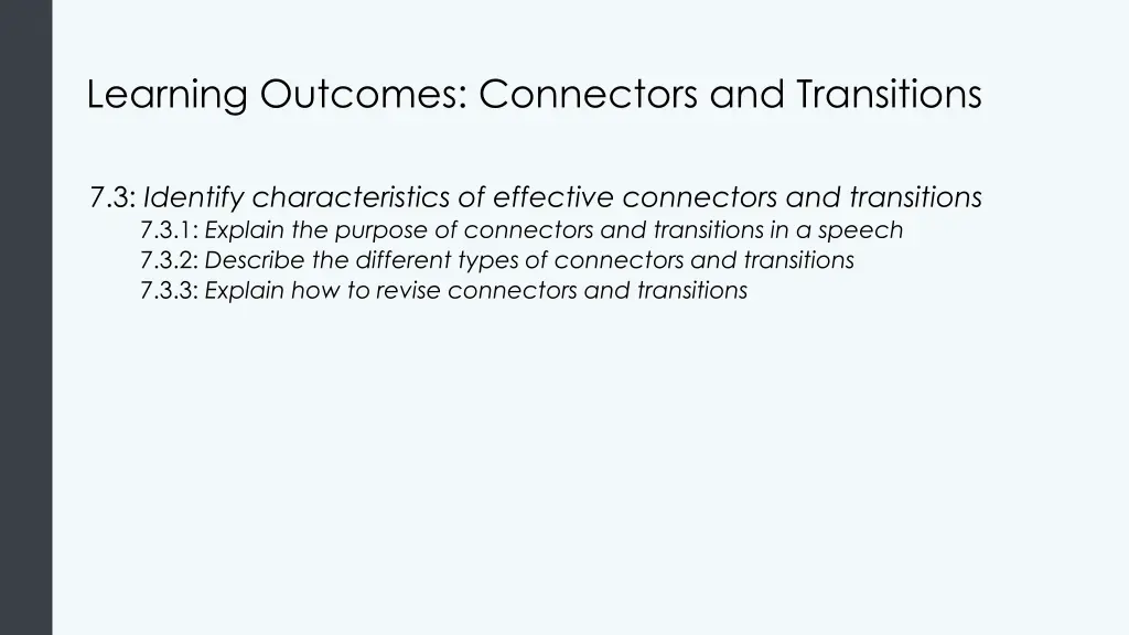 learning outcomes connectors and transitions