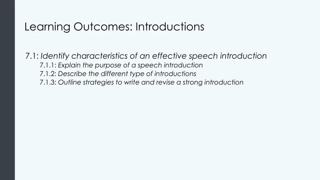 learning outcomes introductions