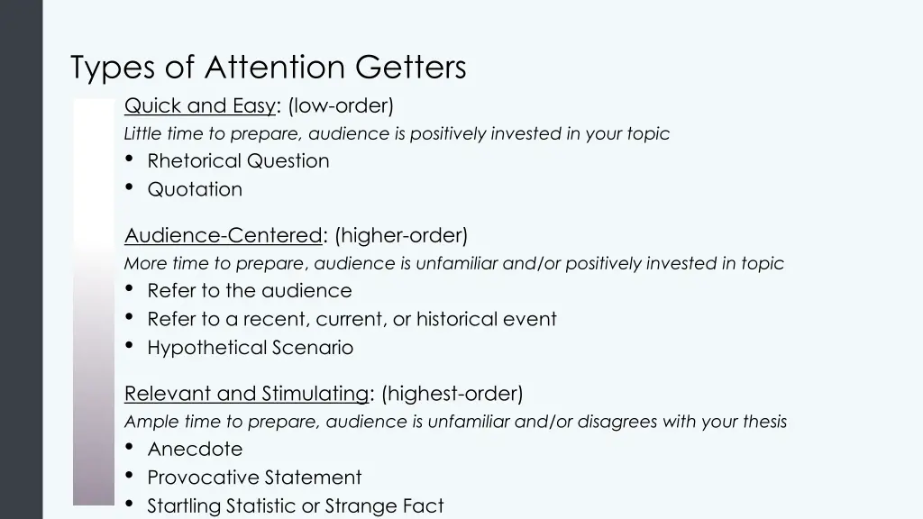 types of attention getters quick and easy