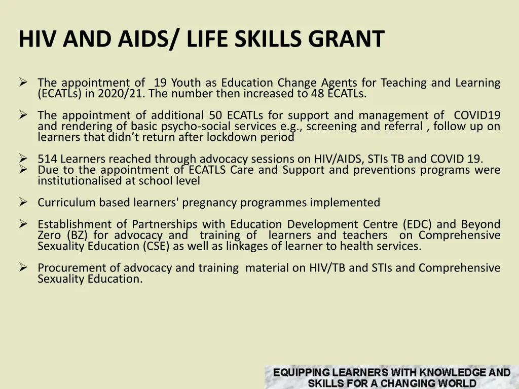 hiv and aids life skills grant