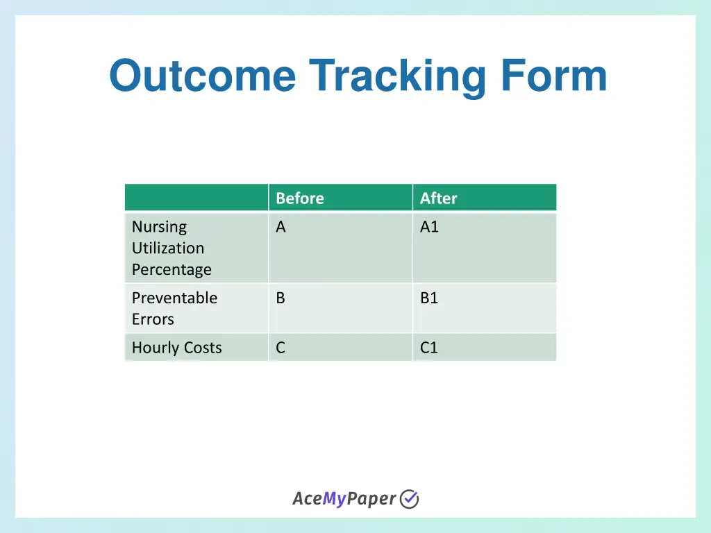 outcome tracking form