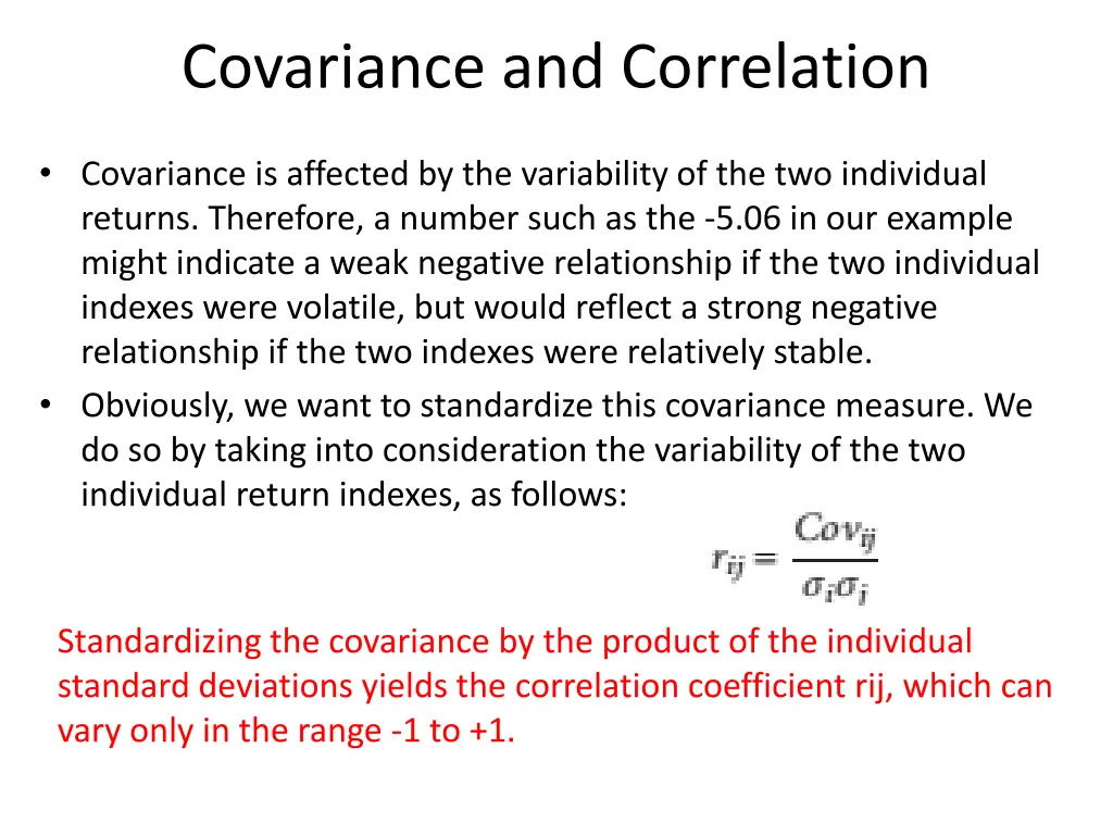 covariance and correlation