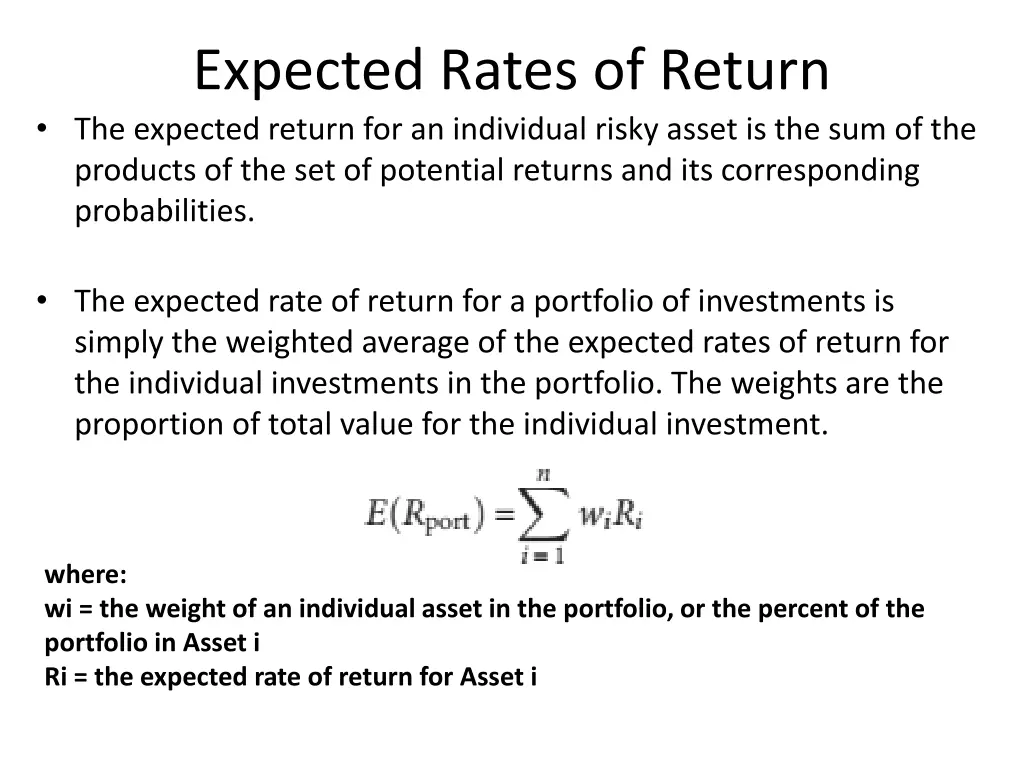 expected rates of return the expected return