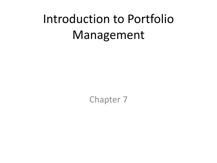 introduction to portfolio management