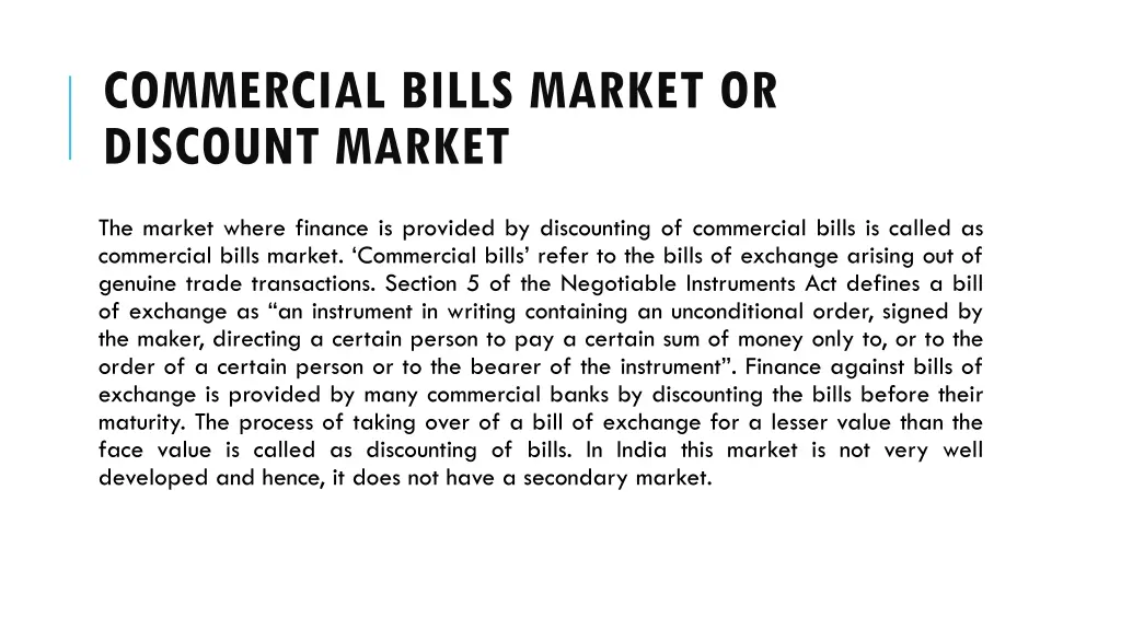 commercial bills market or discount market 1