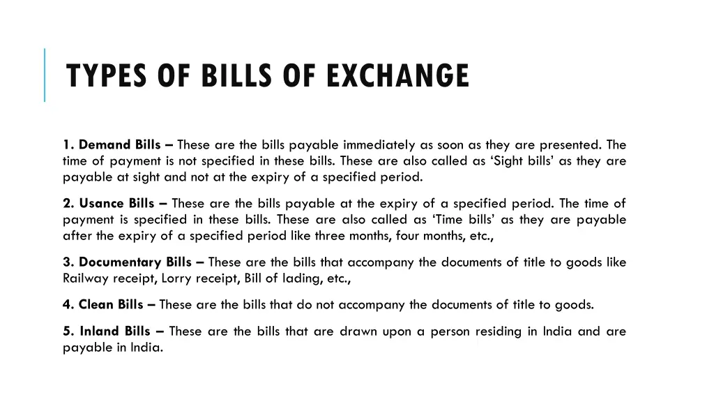 types of bills of exchange