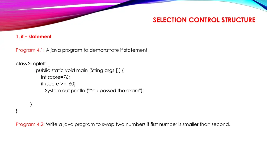 selection control structure 2