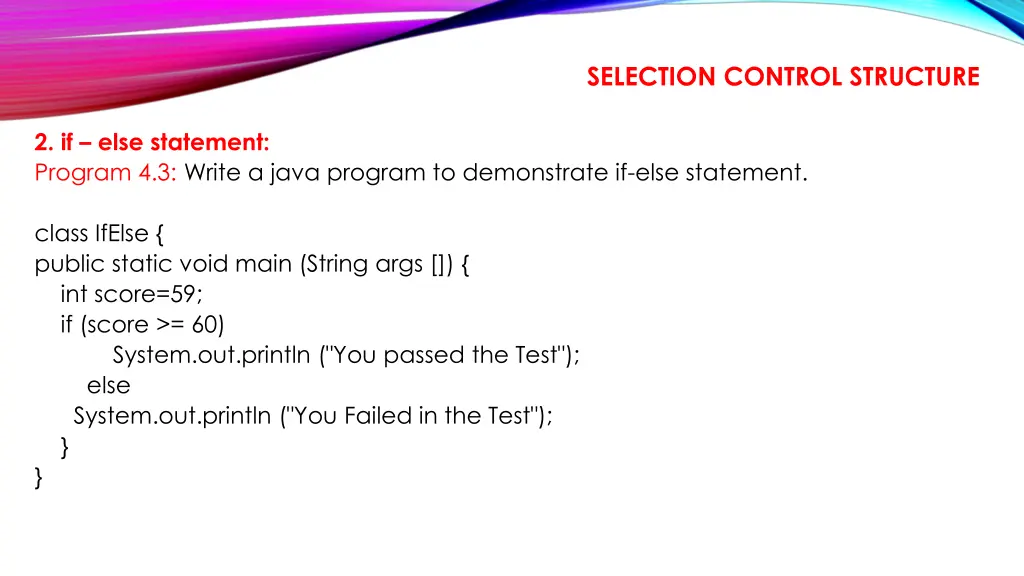 selection control structure 4