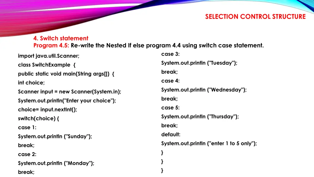 selection control structure 8