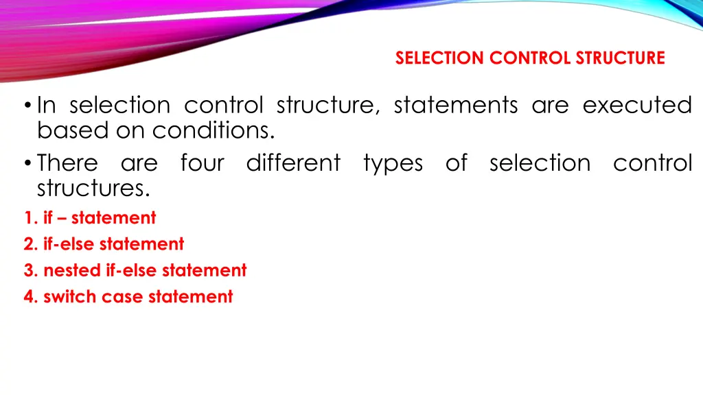 selection control structure