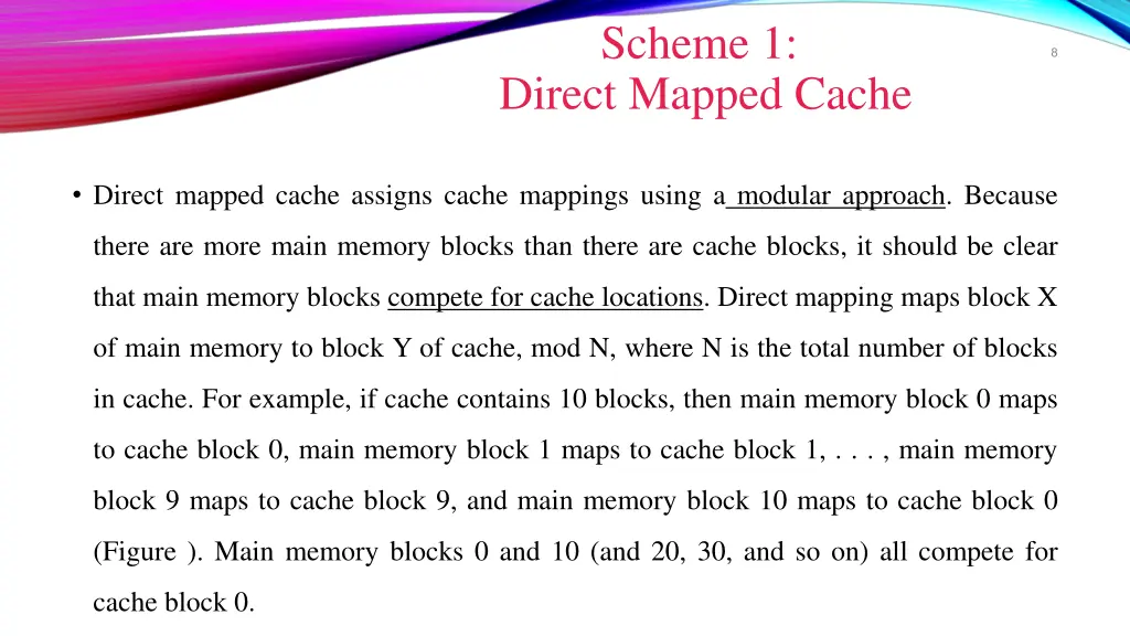 scheme 1 direct mapped cache