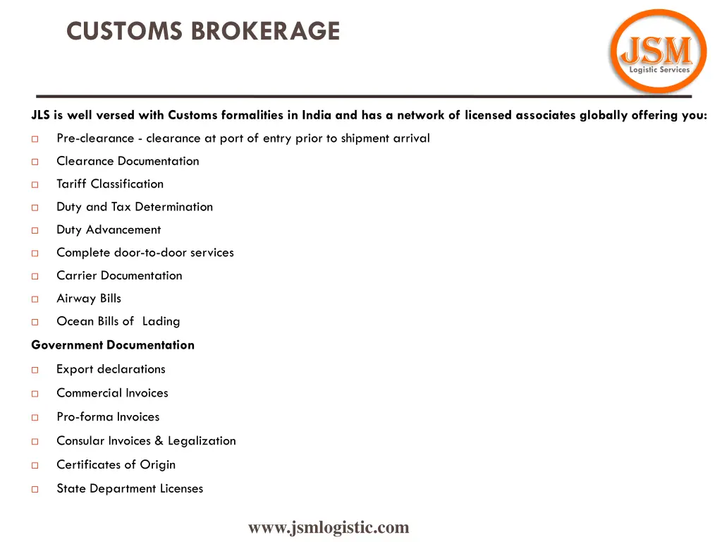 customs brokerage