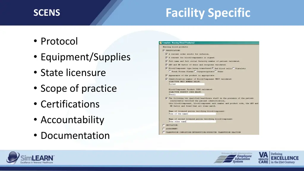 facility specific