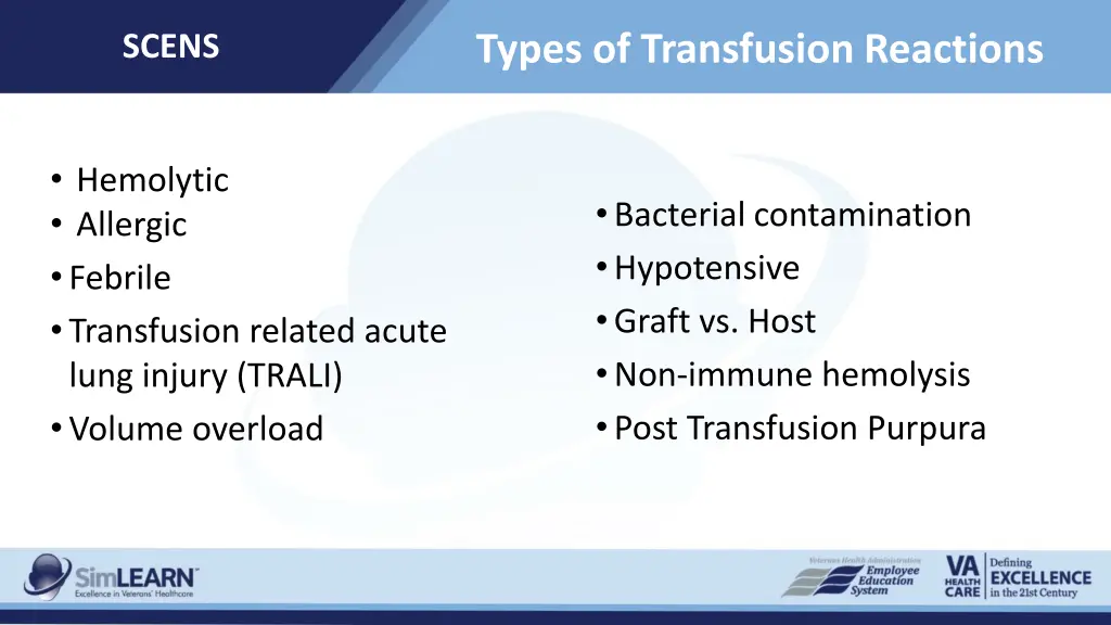 types of transfusion reactions