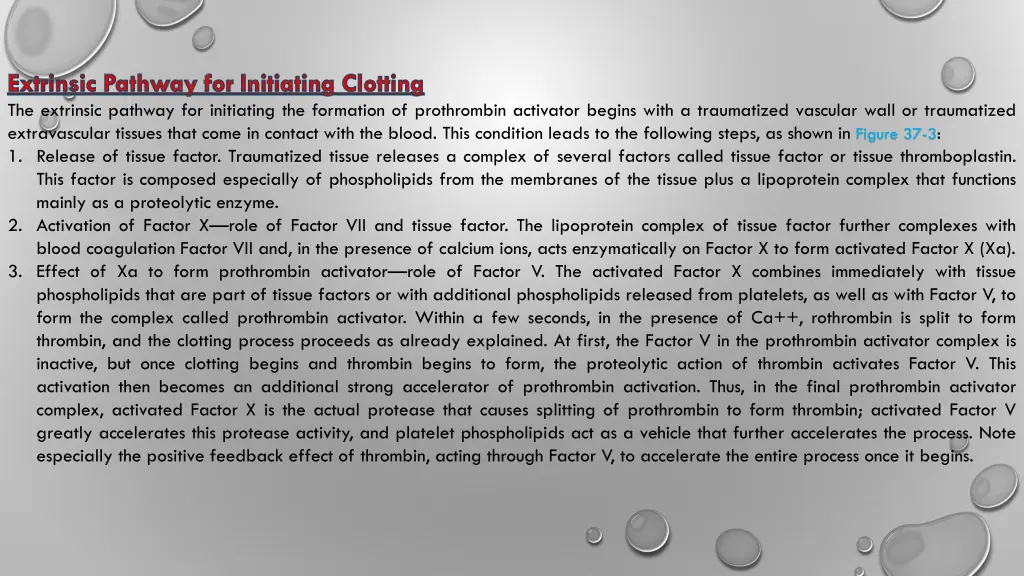 extrinsic pathway for initiating clotting