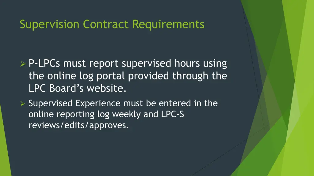 supervision contract requirements