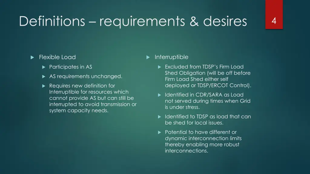 definitions requirements desires