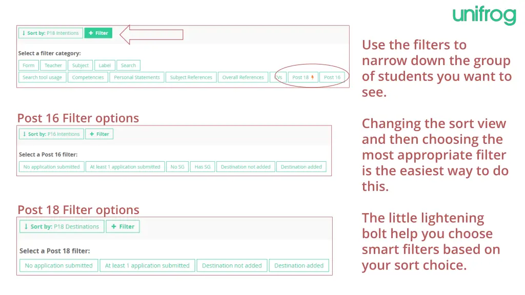 use the filters to narrow down the group