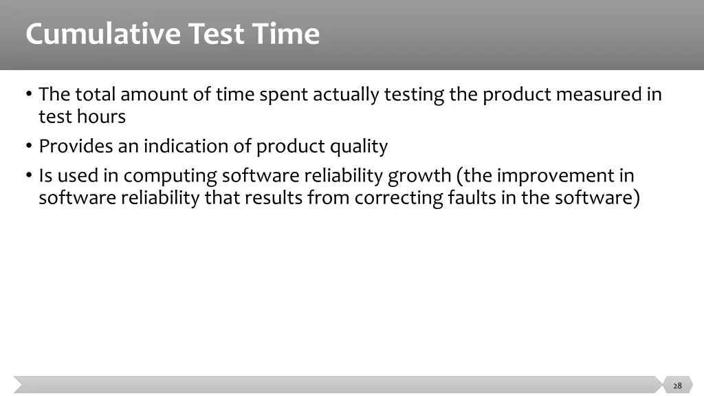 cumulative test time