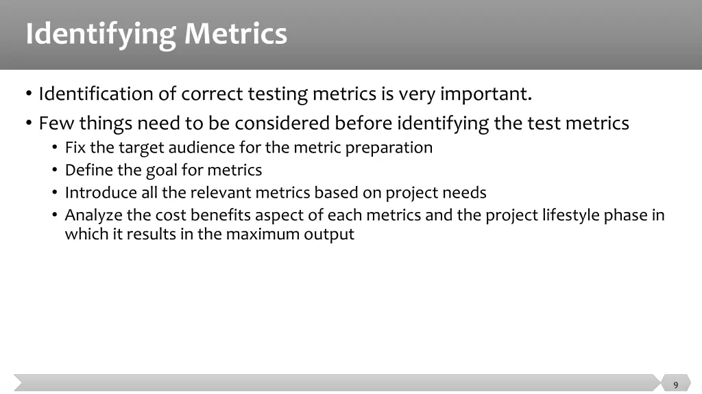 identifying metrics