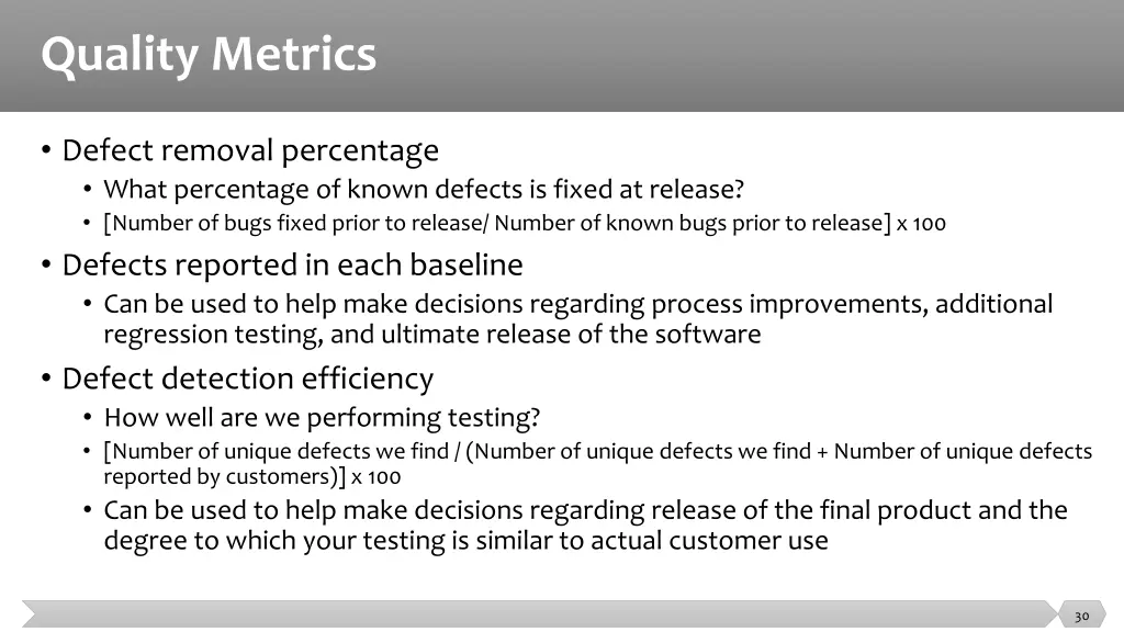 quality metrics