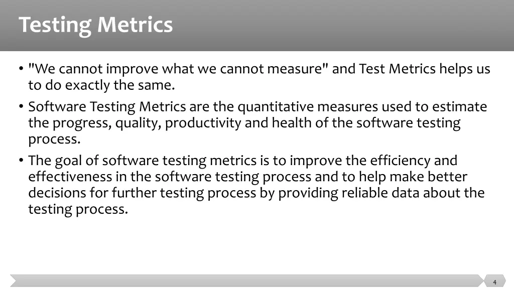 testing metrics