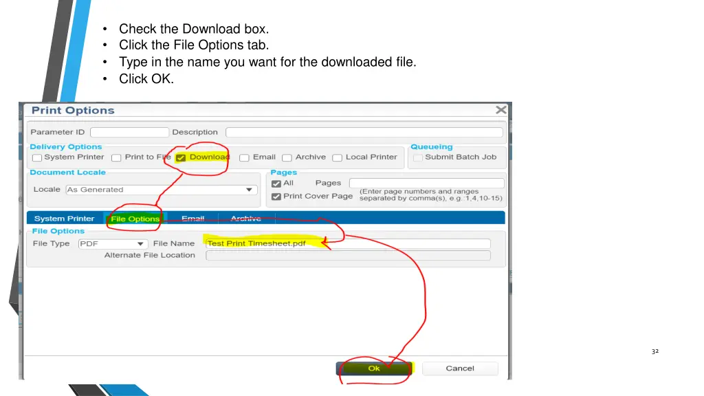 check the download box click the file options