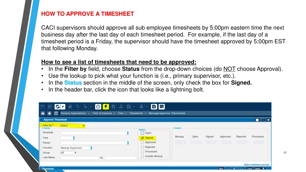 how to approve a timesheet