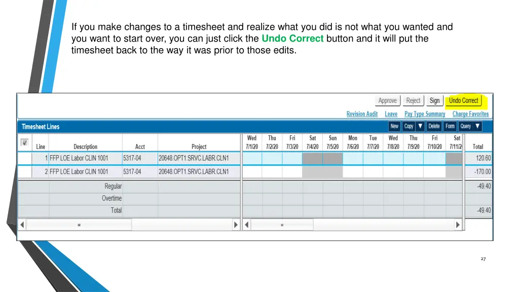 if you make changes to a timesheet and realize