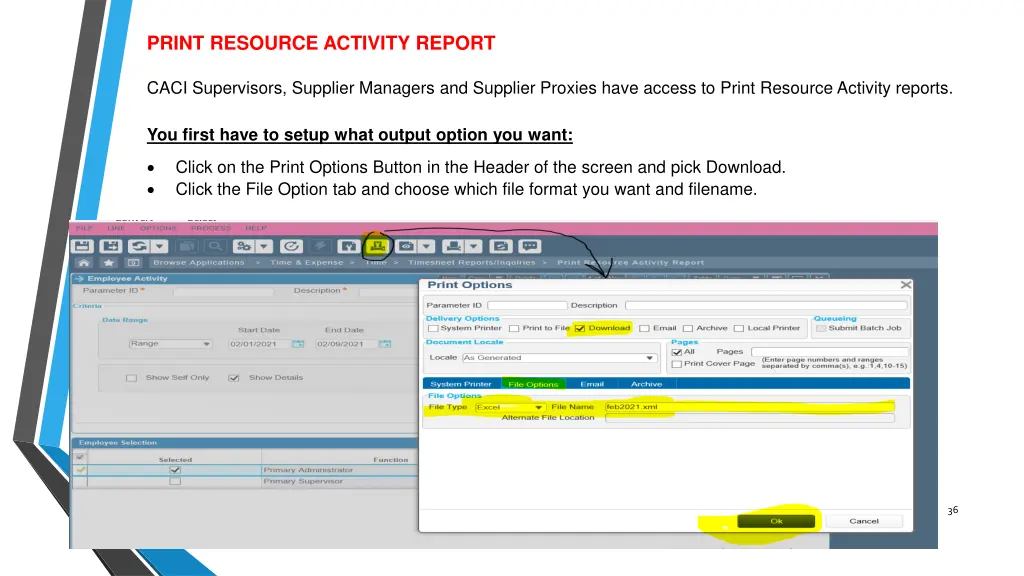 print resource activity report