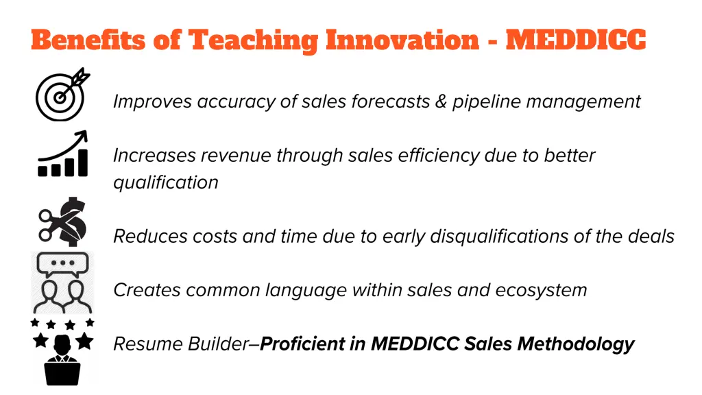 benefits of teaching innovation meddicc