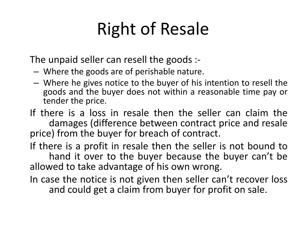 right of resale