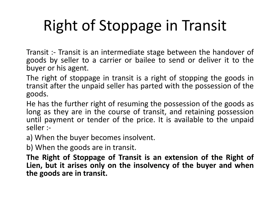 right of stoppage in transit