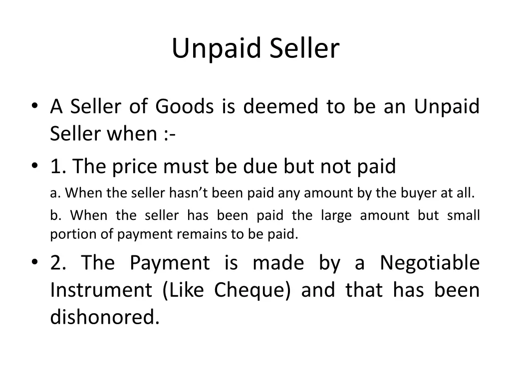 unpaid seller