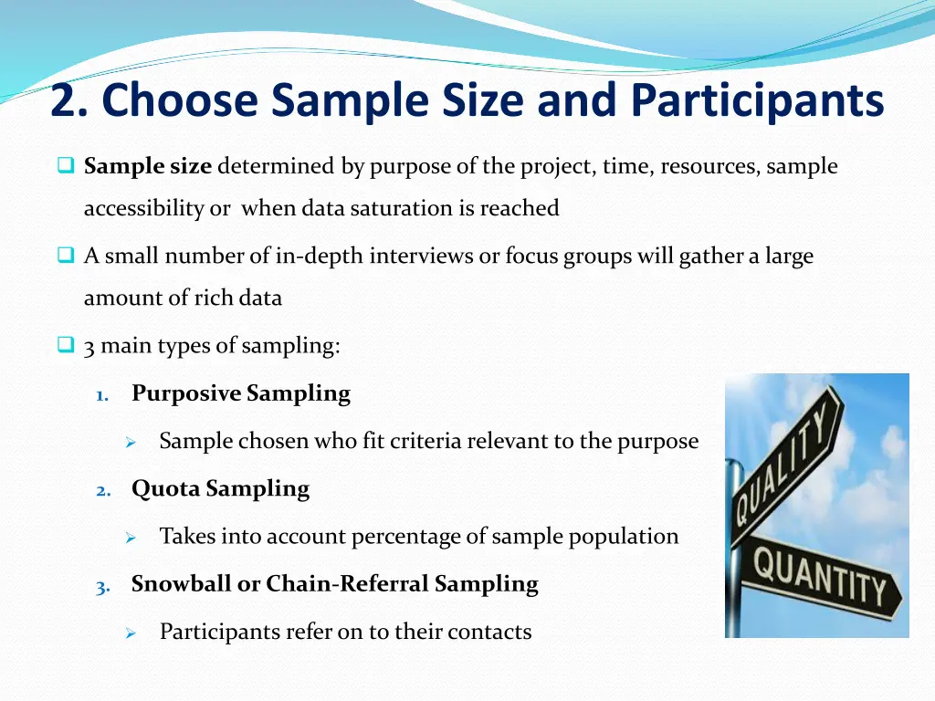 2 choose sample size and participants