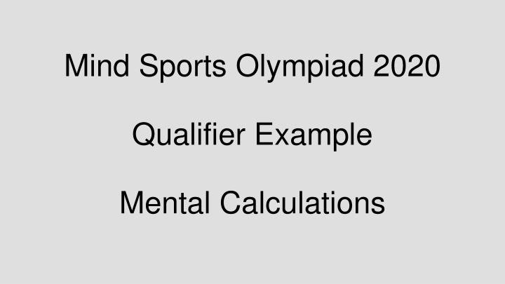 mind sports olympiad 2020