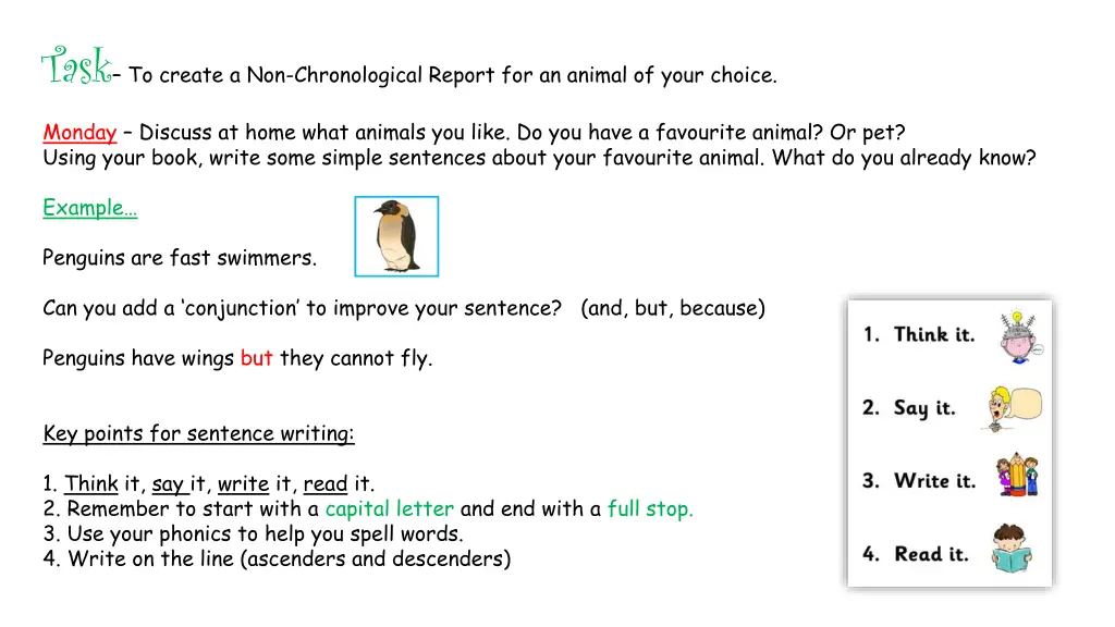 task to create a non chronological report