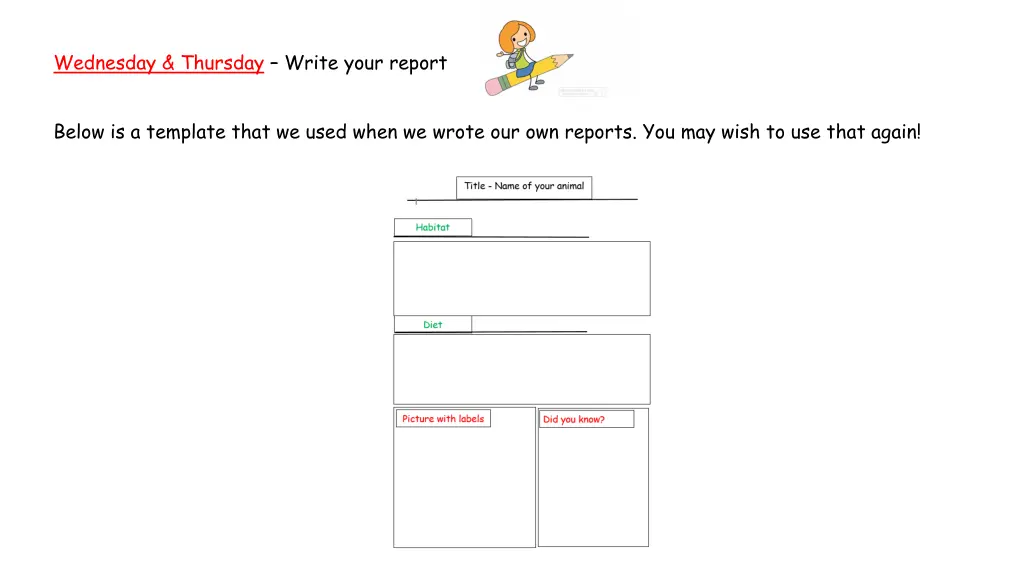 wednesday thursday write your report