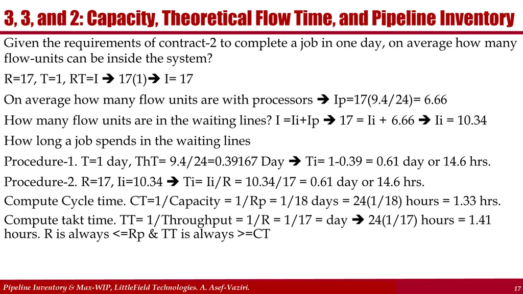 3 3 and 2 capacity theoretical flow time