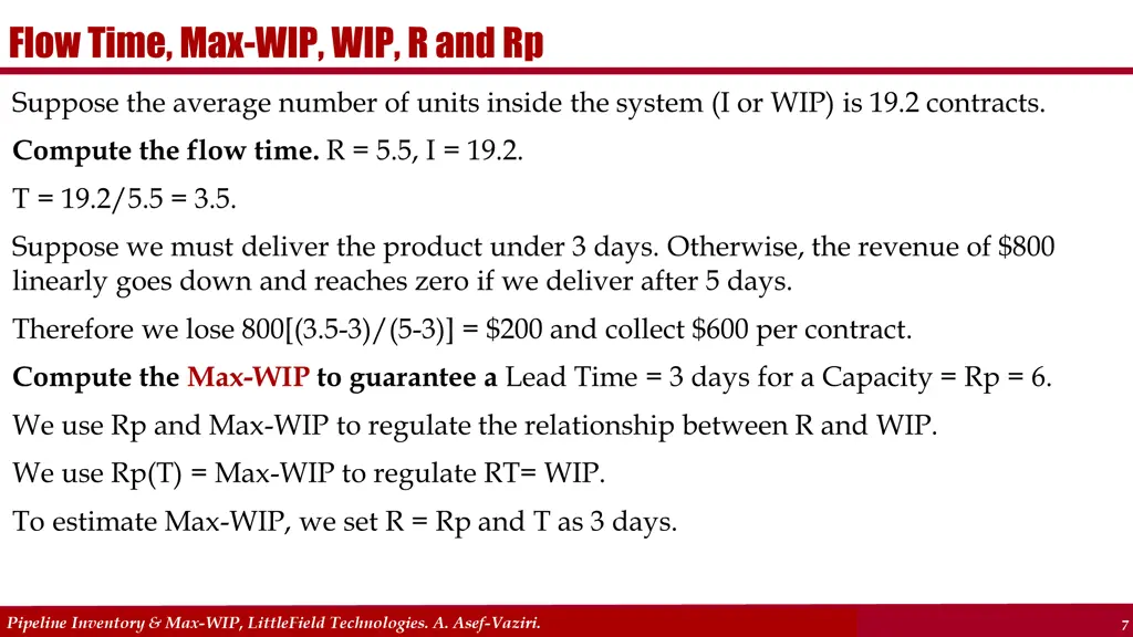 flow time max wip wip r and rp