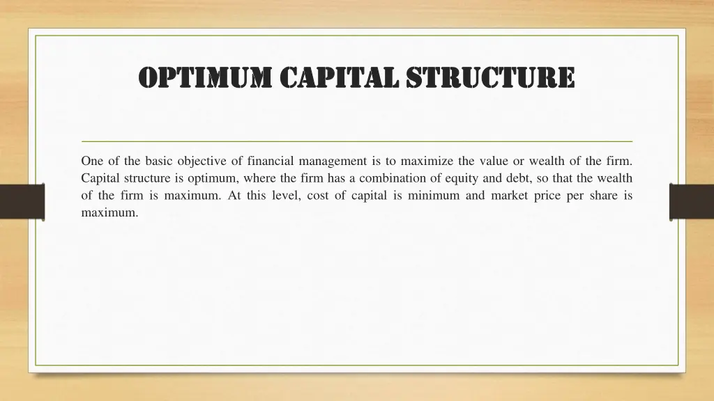 optimum capital structure optimum capital