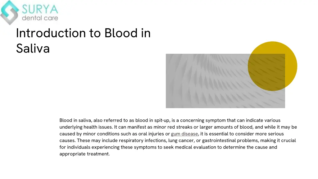 introduction to blood in saliva