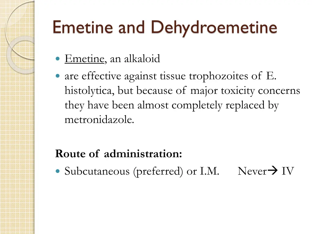 emetine and dehydroemetine