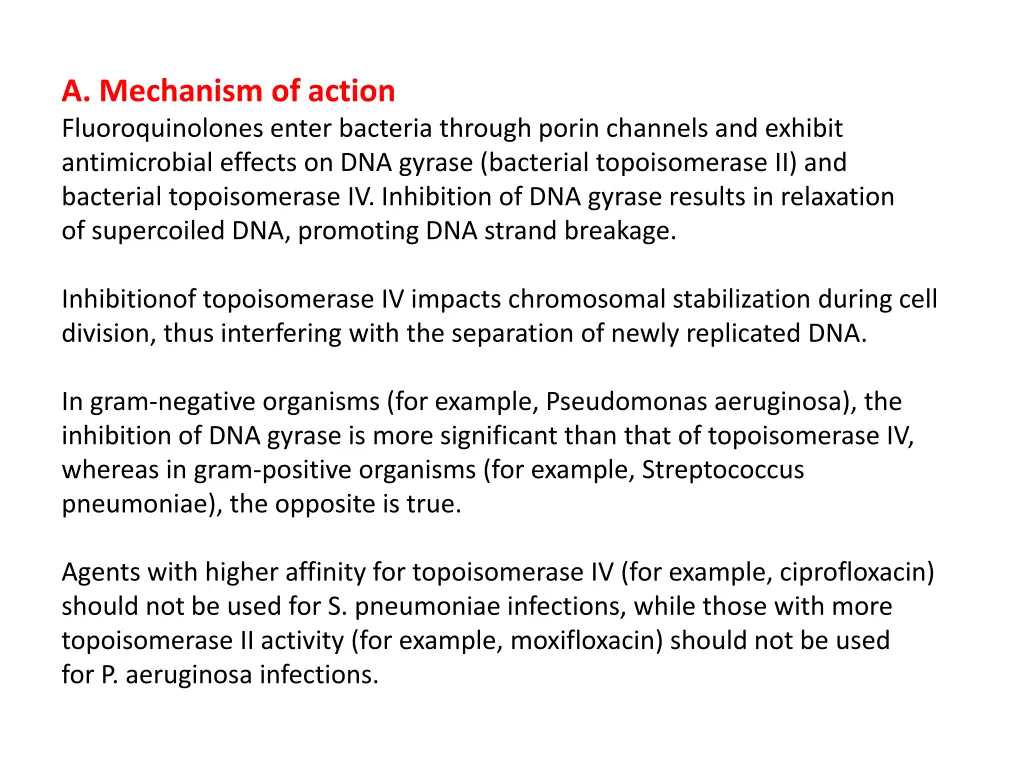 a mechanism of action fluoroquinolones enter